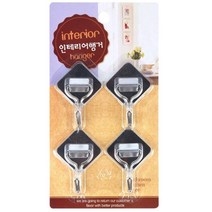 스텐 마름모 벽후크 4P 행주걸이 책상가방걸이 가방걸이소품 벽면행거 후크고리 벽부형옷걸이 책상가방걸이 벽후크 옷방인테리어 벽걸이행거 다용도행거 벽걸이고리, 1개