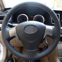 핸들커버 파워핸들 핸들봉 GNUPME 인조 가죽 핸드 스티치 블랙 자동차 Toyota Corolla 20062010 Matrix 2009 Auris 20072009, Red Thread