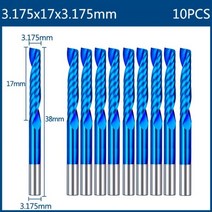 XCAN 엔드 밀 밀링 커터 3.175mm 샹크 CNC 라우터 비트 나노 블루 코팅 초경 조각 도구, 10pcs 1 Flute