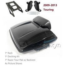 바이크 오토바이 블루투스 09 Up 블랙 래치 레이저 테일 수하물 탑 박스 투어 팩 등받이 할리 데이비슨 스트리트 글라이드 울트라 일렉트라 CVO, [05] 09-13 Full Set