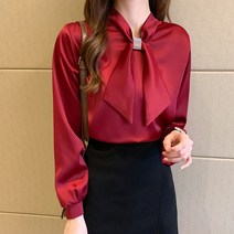 리본 긴팔 블라우스 뉴타임즈