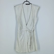 빈티지다온 자라 여 캐주얼 딥브이 랩 민소매 점프수트 아이보리