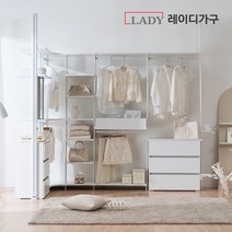 레이디가구 이안 에디션 시스템 드레스룸 코너형 D세트, 내추럴콤비