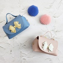 델라든 목걸이 귀걸이 케이스 보관함 선물용, 조개블루, 리본핑크