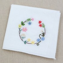 엔조이스티치/ 프랑스자수패키지-플라워리스/ 자수손수건만들기/ 자수수업 공방 패키지JS4019/ 초보자용자수패키지, 1개