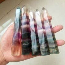 다우징 팬듈럼 차크라 펜듈럼 수맥추 점성학 110 천연 컬러 형석 크리스탈 타워 스톤 지팡이 포인트 힐링 룸 장식 풍수 광택 150mm, 140mm