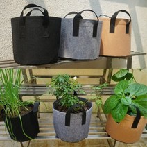 가벼운 손잡이 원형 부직포 화분 중형 5갤런 베란다 텃밭, 1화분5갤런-블랙