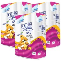 땡큐 순백 3겹데코 15m 30롤 두루마리 롤화장지, 3팩