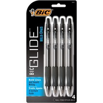 BIC Glide Bold 접이식 볼펜 볼드 포인트 (1.6mm) 블랙 매일 사용하기에 적합 4개입, Black_36 Count (Pack of 1)