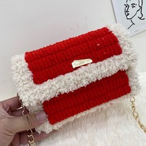 DIY 가방 bag 1344# 뜨개질 아이스바 메쉬백 여친 크로스백 완성품 증정 뉴타임즈 Z, 얼음 조항 빨간색 재료 가방 (심 플) + 교육