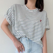캣츠원피스 캣츠원피스 스트라이프티셔츠 면 반팔티 마린룩 1+1