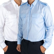 캡틴제휴 남성용 견장 달린 긴팔 와이셔츠 화이트 블루 2종 택1