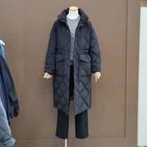 시에로 사이드 트임 헤링본 해리 롱 다운점퍼-SI4JPF308