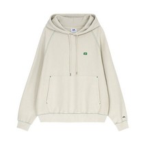 리 LEE 스몰 박스로고 탑스티치 오버핏 후드 티셔츠 아이보리 편한 착용감