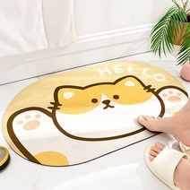 테크니컬 플리스 흡수 쿠션 화장실 입구 매트 욕실 화장실 카펫 미끄럼 방지 욕실 매트, 50*80cm, 작은 못된 오렌지 고양이