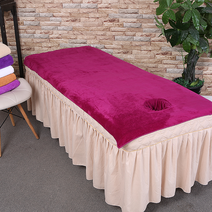 미용실전용 타올 미용샵침대 목욕타월 안마 발맛사지 용품 대전 구멍이있다 .침대시트 깔기침대 큰, T48-자홍색 슈퍼두꺼운천달림 홀, C02-80x190cm