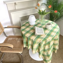 빈티지 감성 테이블보 1인 2인 식탁보 책상보 협탁보 미니 원형 테이블보, S, 2.그린레몬 테이블보