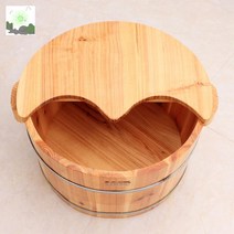 원형 가정용 족욕기 히노끼 간이 편백나무 습식 족욕통, 21 키 큰 나무통+뚜껑