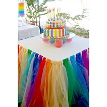 Tulle tutu 테이블 스커트 식탁보 100cm 길이 80cm 높이 웨딩 베이비 샤워 장식 Tableshirt 식기, Multicolor2