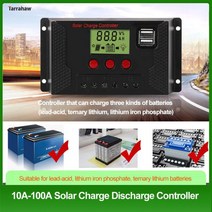 태양광 컨트롤러 적응형 12V 24V 리튬/납산 배터리 충전 방전 가로등 PWM USB PV 패널 10A100A, CHINA, CPLS-100A