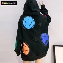퀸앤조이 컬러풀 스마일 융기모 후드 맨투맨 후드티