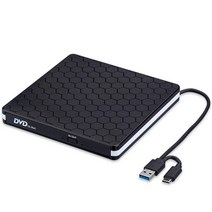 블루레이플레이어 USB 3.0이 있는 외부 cd dvd 버너 및 리더기 type-c 휴대용 플러그 앰프 플레이 노트북용 슈퍼드라이브 데스크탑 PC 맥북, 검은색