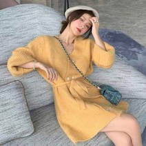 5141 V넥 니트 벨트가디건 3색상