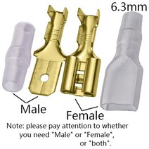 100pcs 2.8mm 4.8mm 6.3mm 플러그 스프링 여성 남성 스페이드 콜드 압착 단자 커넥터 자동차 스피커 전기 와이어 커넥터 세트, 황금색 6.3mm 칼집, 100개 여성