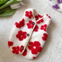 강아지패딩겨울 웰시코기옷 강아지옷도매 빨간 나팔꽃 개 옷 애완 동물 가 과 겨울 옷, 빨간색, l