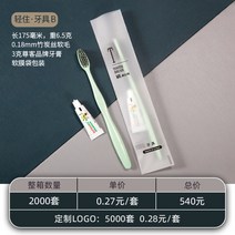 일회용칫솔 치약 포함 호텔특급 게스트하우스 세면도구 칫솔, [2000세트풀박스]라이트리빙시리즈치아세트B