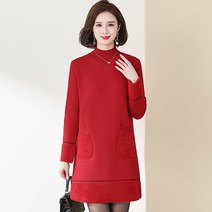 겨울빅사이즈원피스 마담 엄마옷 두터운 융털 이너티셔츠 하프기장 양털 울셔츠 가을 미드 노년 미시옷루즈핏 4990420458