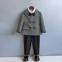 남아 아동 ﻿가을 캐쥬얼 정장 첵 포인트 자켓 수트 3종세트 유아정장