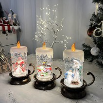 감성 초 크리스마스 오르골 워터볼 LED, 촛대A_눈사람