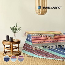 [한일카페트] 코튼라인 핸드메이드 순면 에스닉 여름 캠핑 러그 70x150