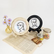 Countryitem 아메리칸 빈티지 우드 라운드 액자 2color, 아이보리