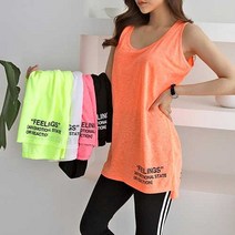 나라라오리 여성 트임 롱나시 이너나시 레이어드 나시 필 언발 레터링