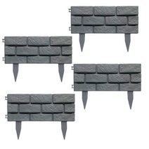 차폐휀스 담장공사 단독 주택 카페 담장 펜스 정원 마당 4pcs 분리형 접합 플라스틱 울타리 모조 돌 프레임 모조 벽돌 효과 잔디 손질 장식 울타리, 회색