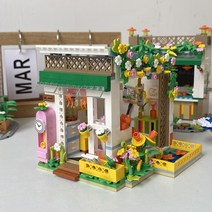 동화마을 DIY 퍼즐 블록 도시 스트리트 뷰 벽돌 디저트 하우스 패스트리 숍 스튜디오, 2034플라워하우스