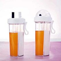 반반 물병 2가지음료 더블 병 컵 휴대용 물통 패트, 화이트 420ml