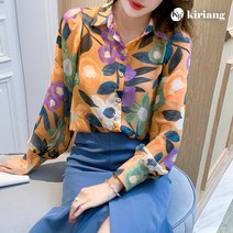키리앙 힐러리 플라워 나염 블라우스