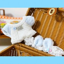 무속성솜 인형 돌 솜뭉치 수제 인형만들기 면 장난 꾸러기 원피스 옷 별, 3종 세트 (머리띠 + 점프수트 + 아기신발 비고, 20cm