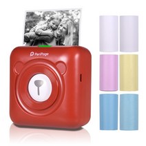 핸드폰사진인화기 사진출력기Peripage A6 304 인치 당 점 미니 사진 BT 프린터 포켓 마커 6 롤 용지 휴대, 04 빨간