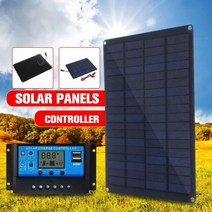 태양광 모듈 패널 판넬 발전 144418 20W 12V 18V 태양 전지 배터리 클립 및 20A 태양열 자동차 충전기 컨트롤러 야외 캠핑 하이킹을 위한 방수, With 20A Controller