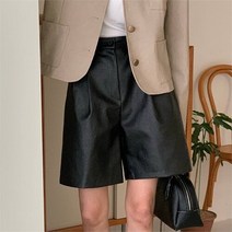 셀러허브 여성패션 러프 레더 핀턱 5부 버뮤다 반바지 (4color)