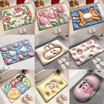 3D발매트욕실화장실, 토끼 꽃, 1개