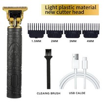 USB 빈티지 T9 0MM 조각 전문 헤어 트리머 수염 남성용 전기 무선 커팅 머신 이발사 클리퍼 라이터, [02] 02