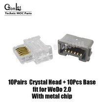 레고 호환 금속 칩 블록 브릭 부품이 있는 크리스탈 헤드 커넥터 WeDo2.0 센서 모터 45300 WeDo 2.0 코어, 02 10Sets with metal