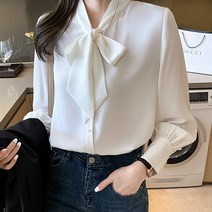 긴팔 쉬폰 셔츠 여성용 새로운 가을 전문 나비 깃발 기질 작은 셔츠 하이 엔드 감각-86092