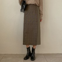 본딩하프체크절개롱스커트