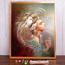 프랑스 자수 북유럽 Abstract Girl Printed Canvas Cross Stitch Complete Kit DIY Embroidery Handicraft Handmad, 06 100x130cm, 01 HMA68525